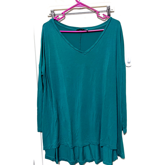 Guess Marciano Green oversized Tunic Top stretchy shirt high low hem womens sz M - Picture 1 of 6